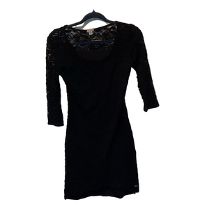 Guess Elegant Black Lace Dress with Long Sleeves